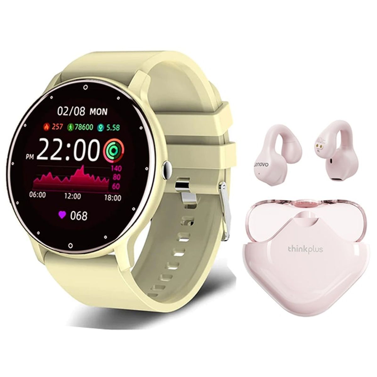 LENOVO - Audífonos Lenovo XT61-Rosa y Toumi Fit 2-Y watch Reloj inteligente