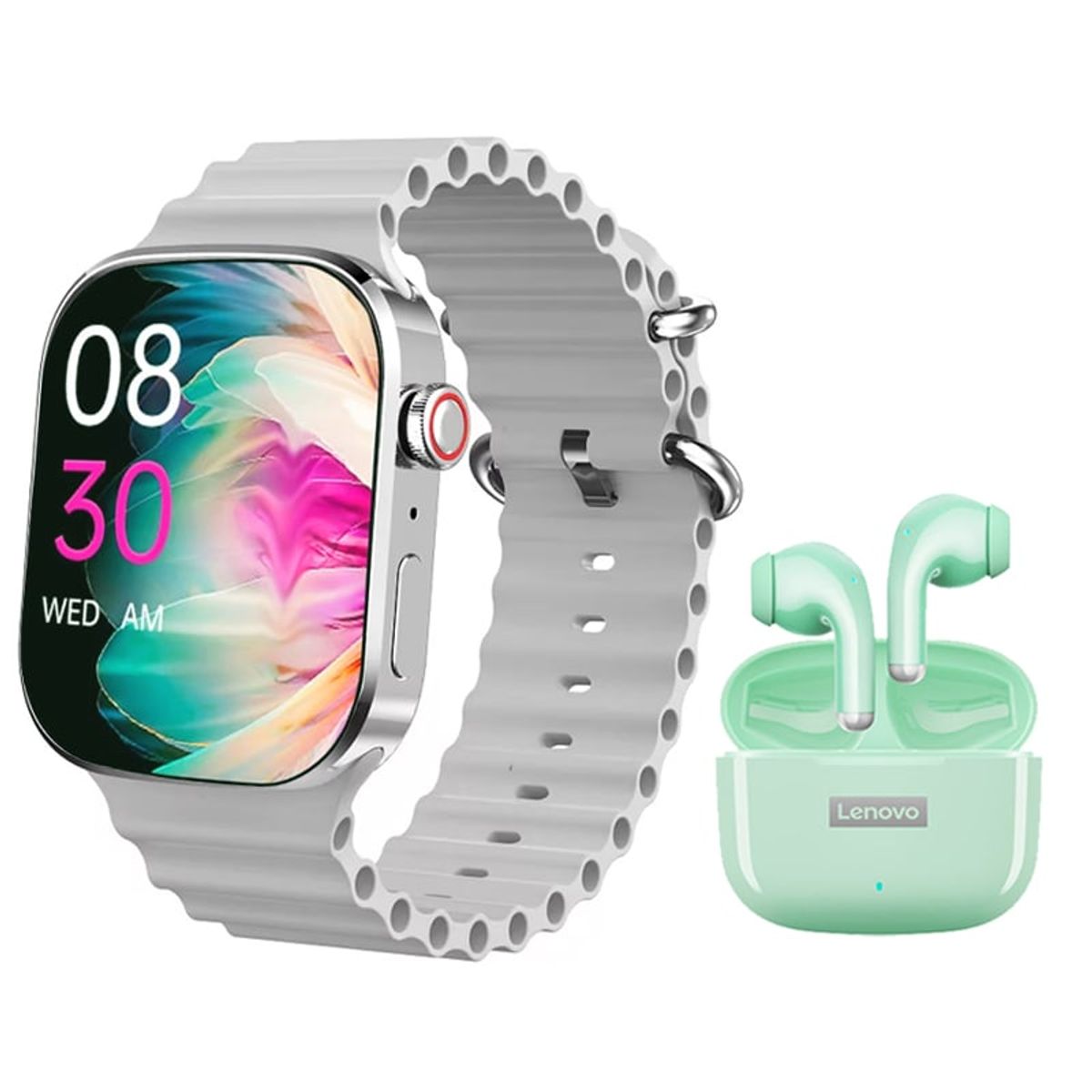 LENOVO - Audífonos Lenovo LP40 Pro-Verde y Toumi I9 PRO-W Reloj inteligente