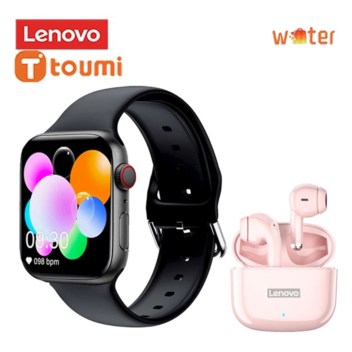 LENOVO - Audífonos Lenovo LP40 Pro - Rosa Smartwatch Toumi S9 PRO - Negro