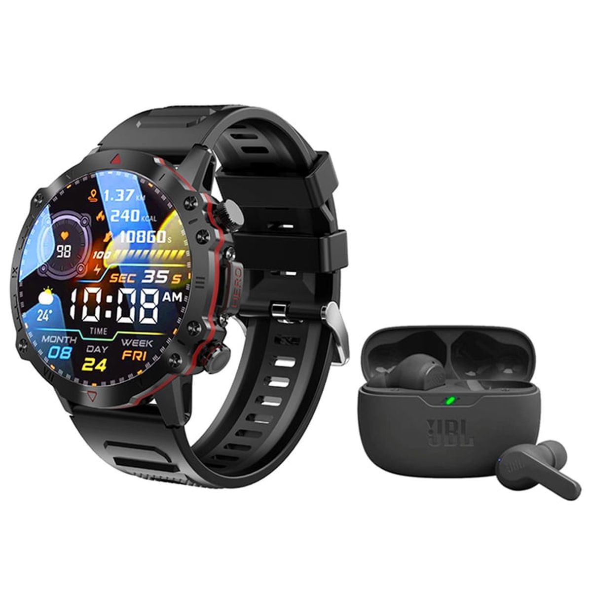 JBL - Audifonos JBL Wave Beam N Bluetooth y Toumi GT-D B Reloj inteligente