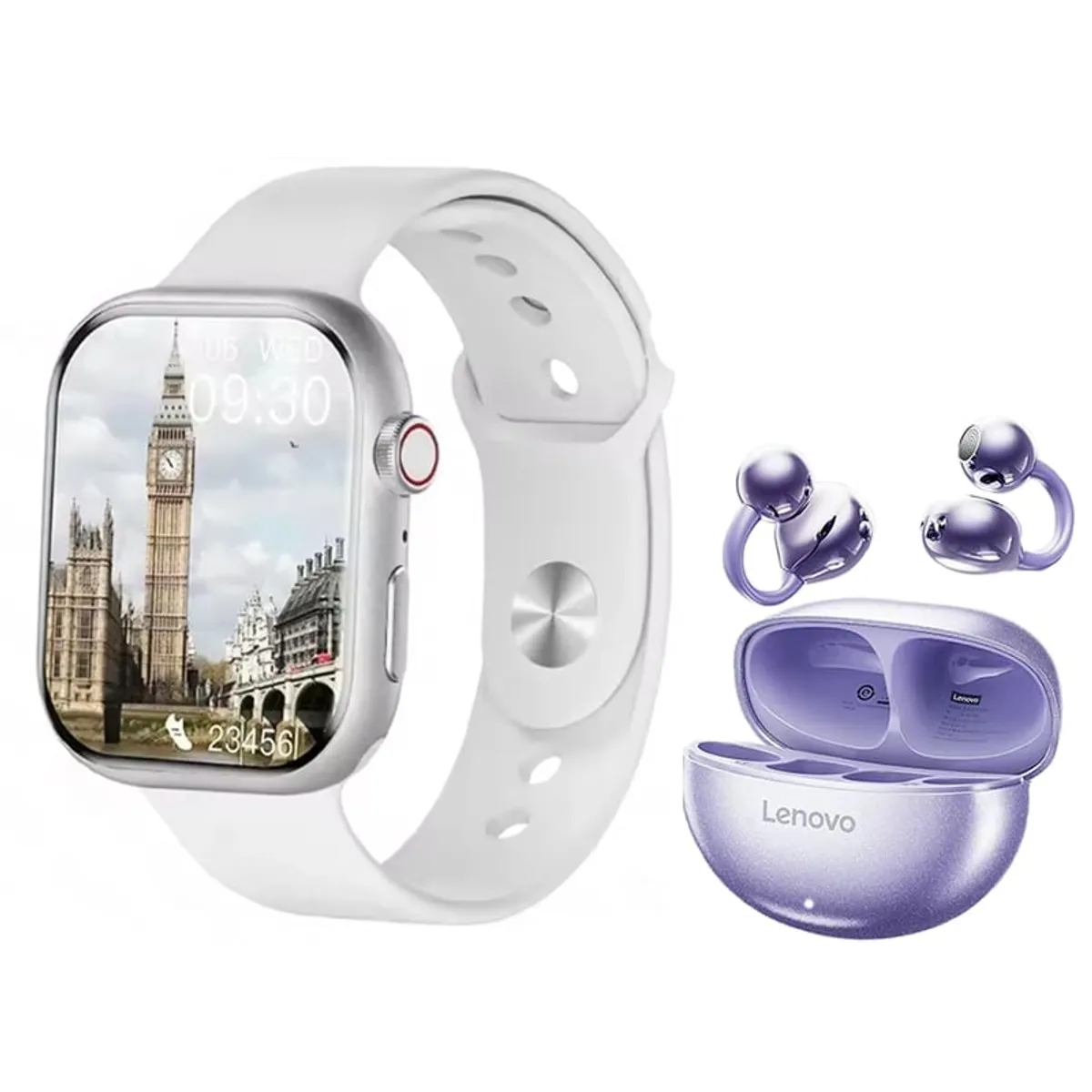 LENOVO - Audífonos Lenovo TA140 Morado Bluetooth y S10 W Reloj inteligente