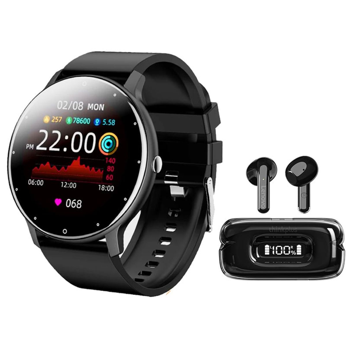 LENOVO - Audífonos Lenovo X15II Tws y Toumi Fit 2 watch-Negro
