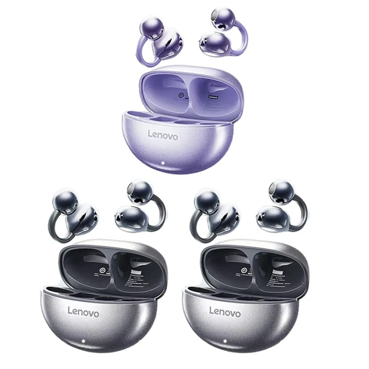 LENOVO - Set 3 Audífonos Lenovo TA140 Auriculare Bluetooth 54-2Negro y 1Morado