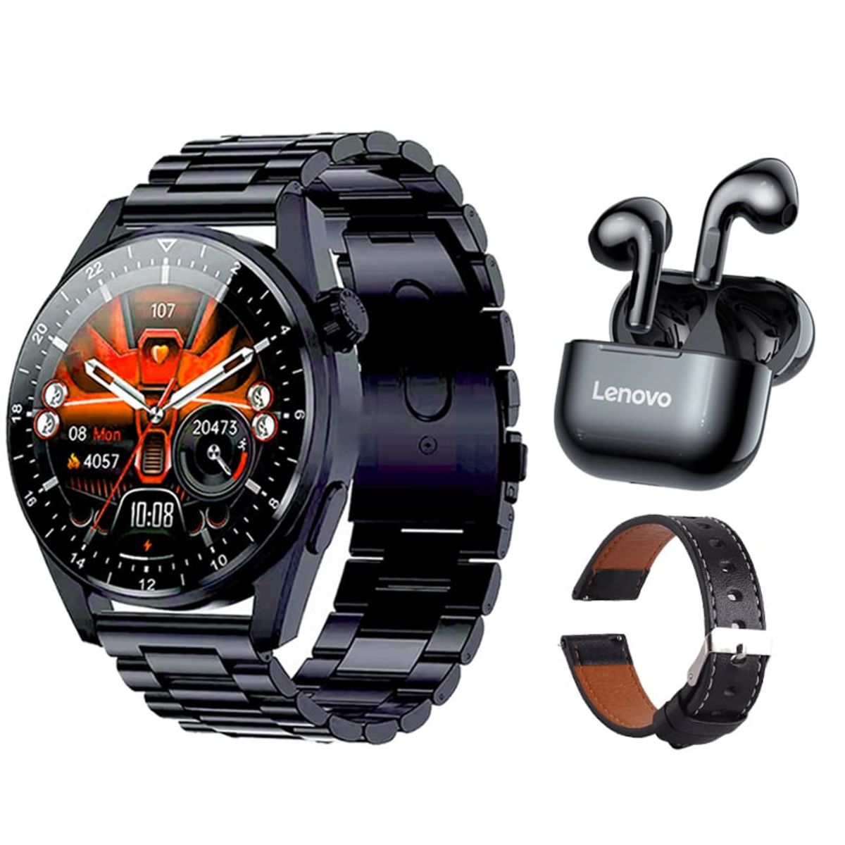 LENOVO - Lenovo LP40 De Audífonos-Negro y Toumi GT-A-B Reloj inteligente