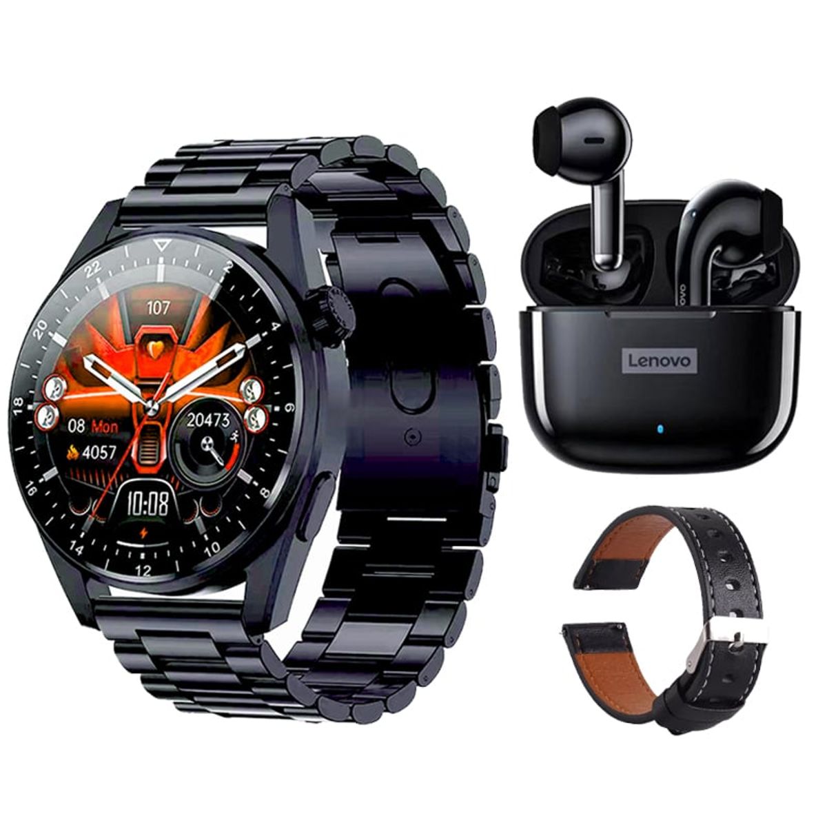 LENOVO - Lenovo LP40 De Audífonos-Negro y Toumi GT-A-B Reloj inteligente