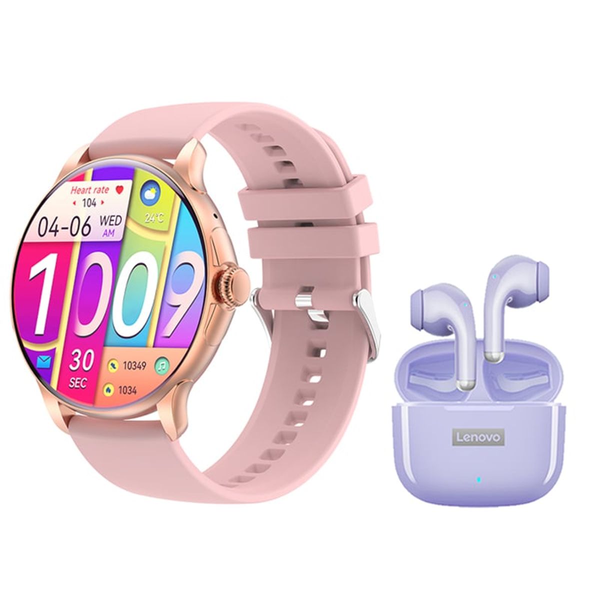 LENOVO - Toumi Watch GT-H9-P Amoled y Lenovo LP40 Pro-Morado De Audífonos tws