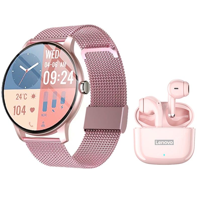 LENOVO - Audífonos Lenovo LP40 Pro Rosa Bluetooth y Fit Pro-P Reloj inteligente
