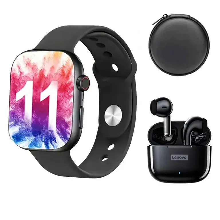 LP40 pro Audífonos inalámbricos y reloj inteligente y Estuche · Negro