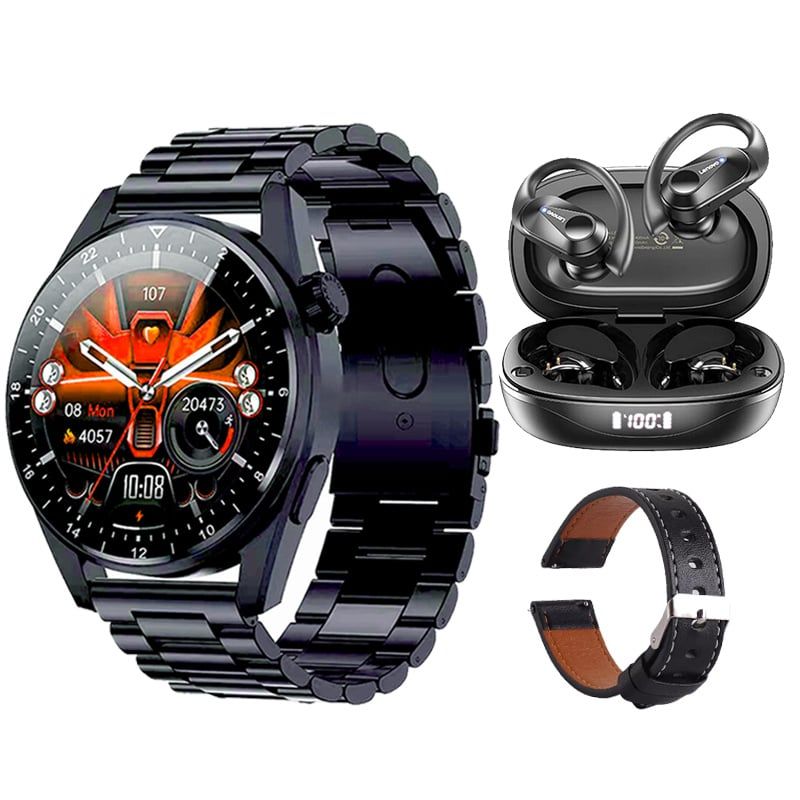 LENOVO - Audífonos Lenovo LP75-Negro y Toumi GT-A-B Reloj inteligente-Negro