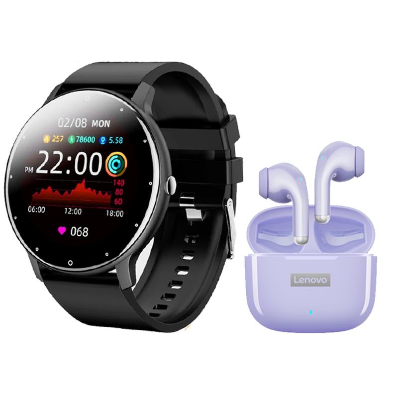 LENOVO - Audífonos Lenovo LP40 Pro Tws-Morado y Toumi Fit 2 watch-Negro