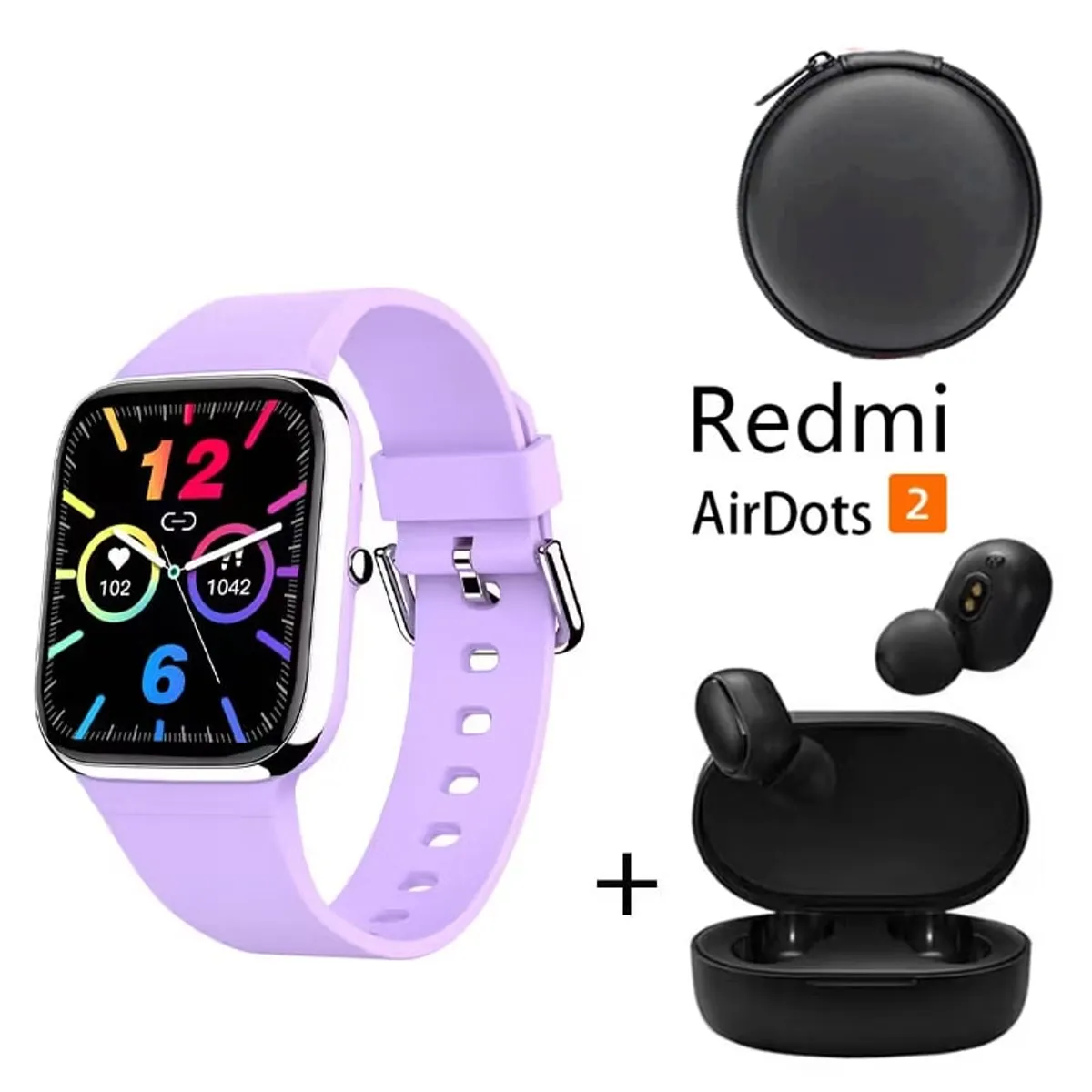 XIAOMI - Y9PRO reloj inteligente Morado y Audifonos Redmi AirDots 2 y Estuche