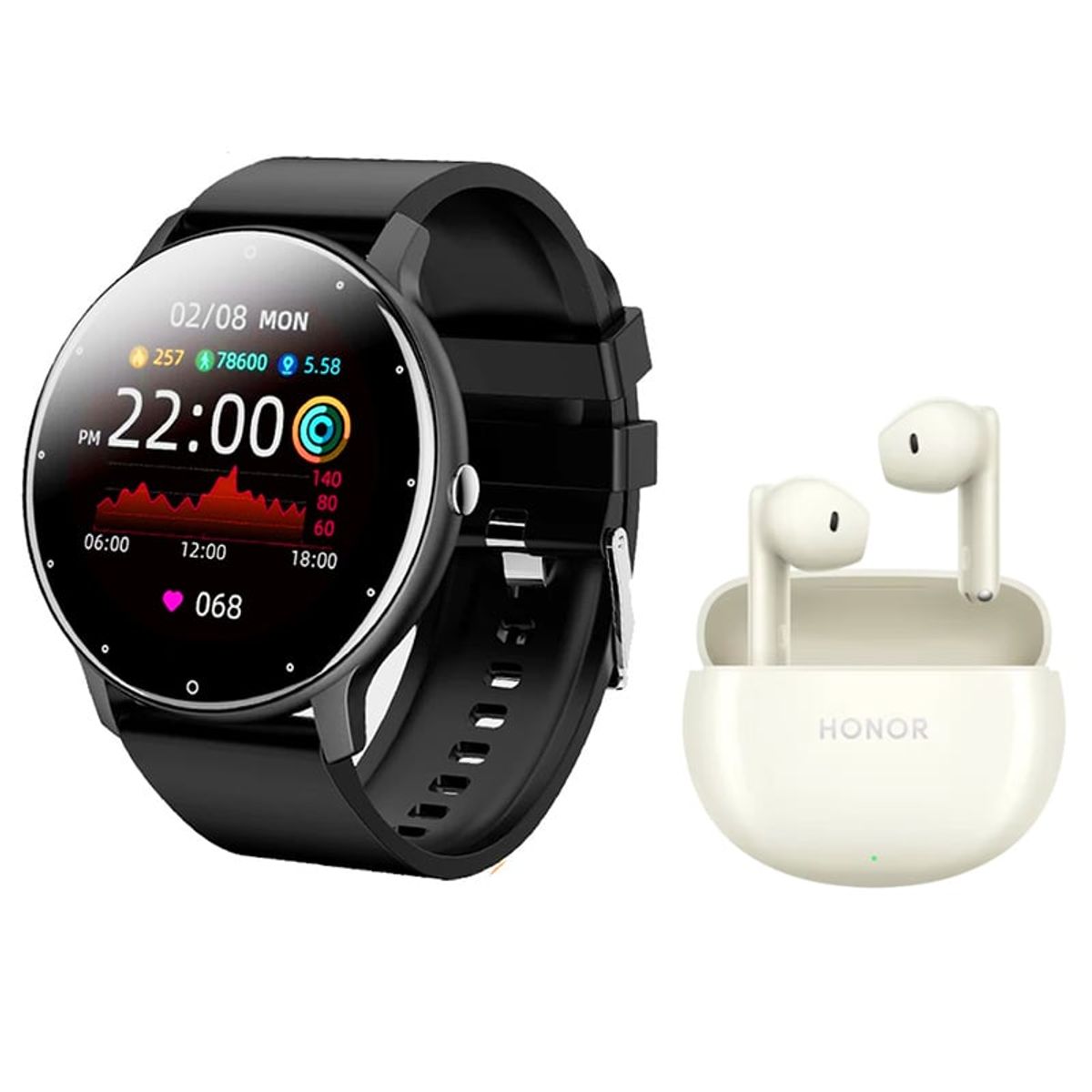 HONOR - Honor X8 Audífono-Morado y Toumi Fit 2-P Reloj inteligente