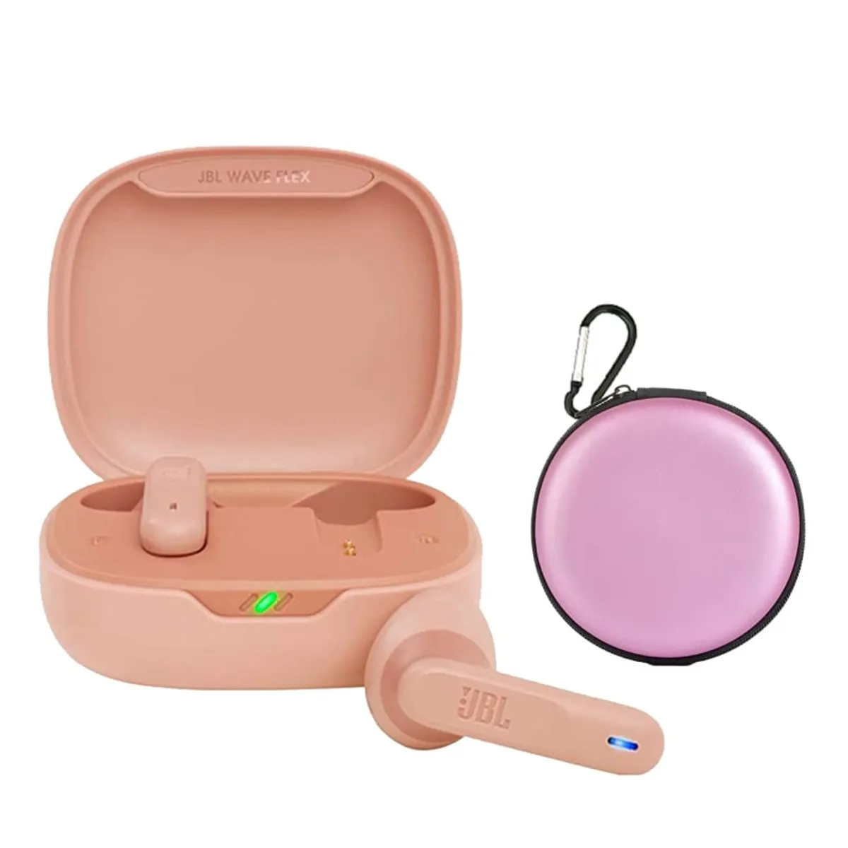 JBL - Audífonos JBL Wave Flex De Bluetooth-Oro rosa y Bolsa almacenamiento