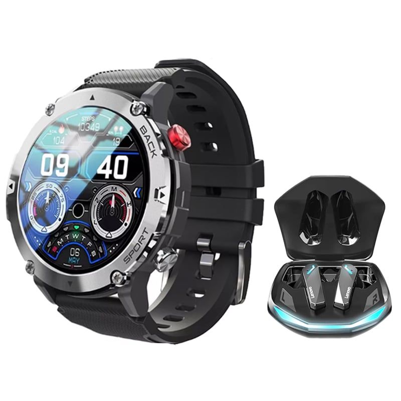 LENOVO - Toumi GT-C Reloj inteligente militar y Lenovo GM2 Pro De Auriculares