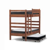 Camarote Triple Zen Gris + Colchones Espuma 1 Pza Desmontable Madera