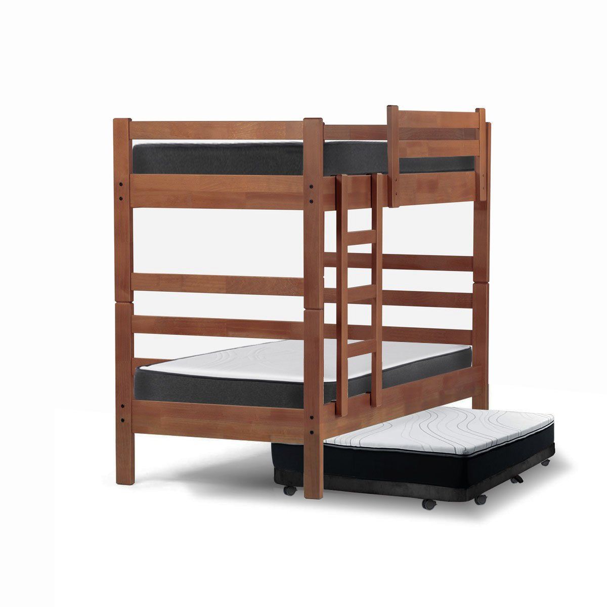 LATAM HOME - Camarote Triple Zen Negro + Colchones Espuma 1 Pza Desmontable Madera