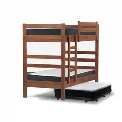 LATAM HOME - Camarote Triple Zen Negro + Colchones Espuma 1 Pza Desmontable Madera