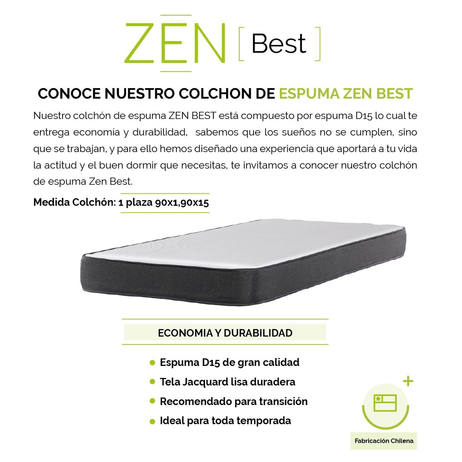 LATAM HOME Camarote Triple Zen Negro + Colchones Espuma 1 Pza