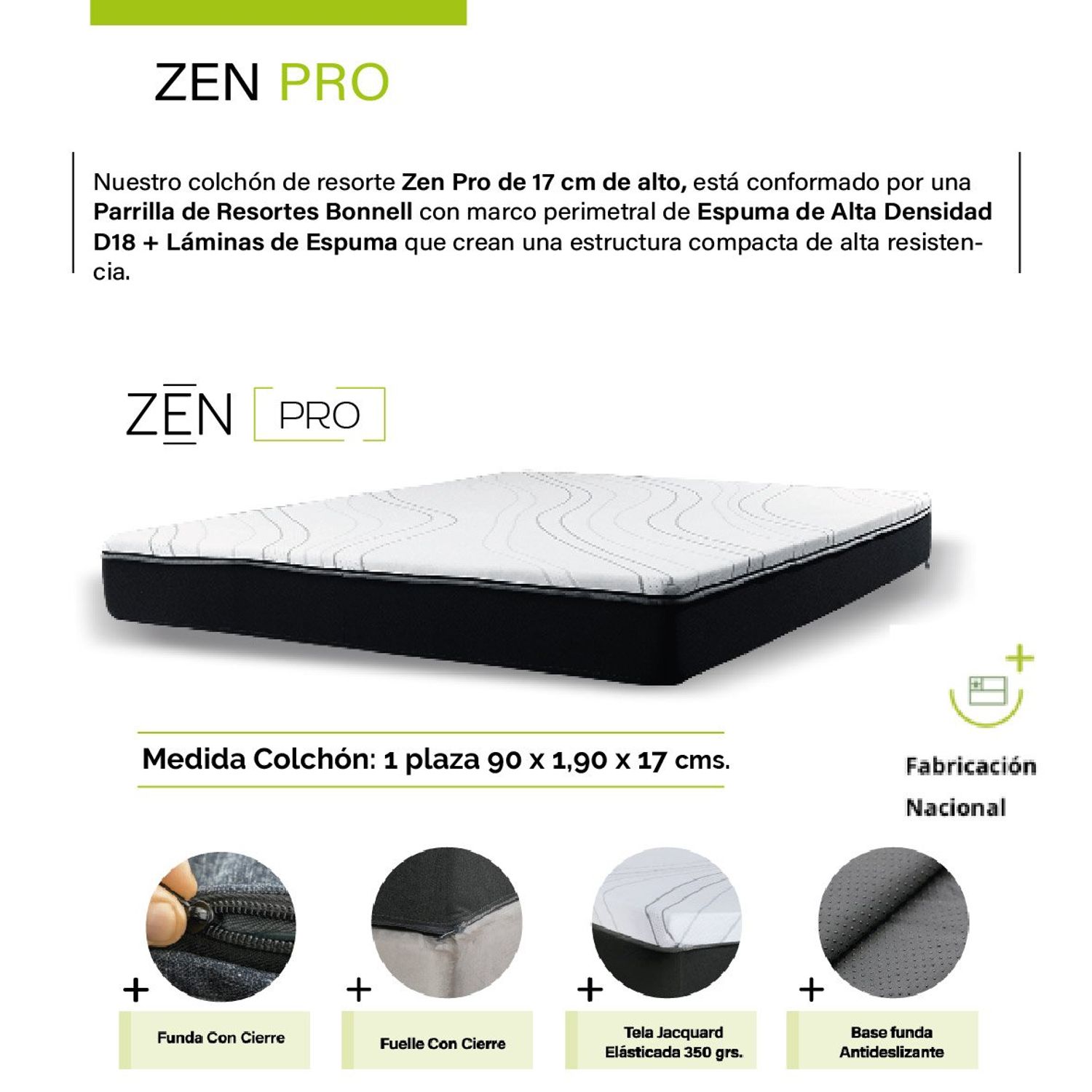 LATAM HOME Camarote Triple Zen Negro + Colchones Espuma 1 Pza