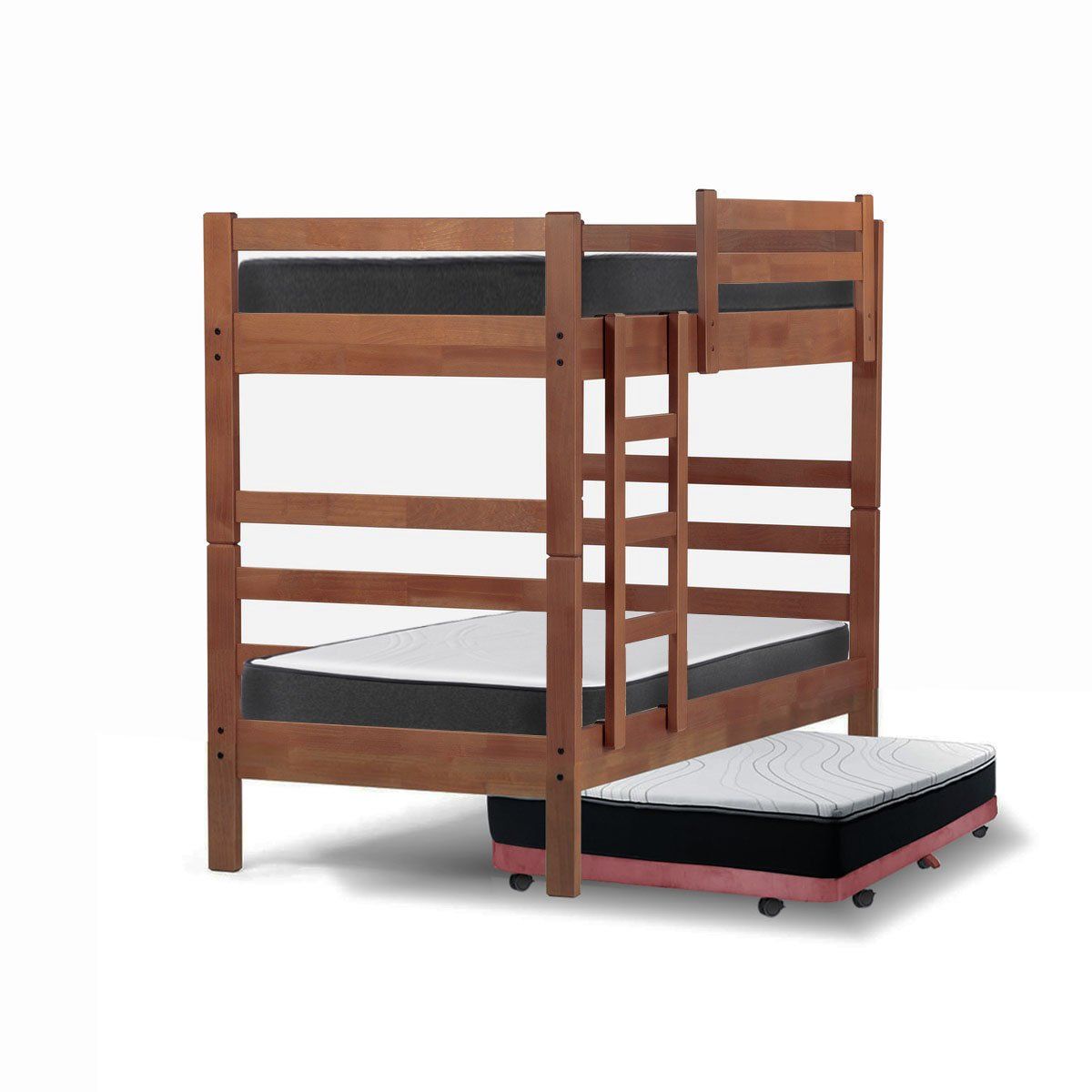 LATAM HOME - Camarote Triple Zen Palo Rosa + Colchones Espuma 1 Pza Desmontable Madera