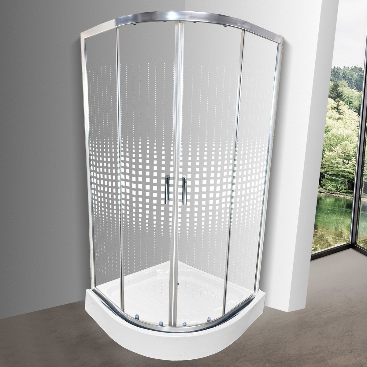 JOYTEK - Shower 90x90 Curvo Elegant Joytek Cuadros Mosaicos con Receptáculo