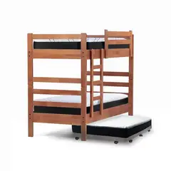 LATAM HOME - Camarote Triple Zen Gris + Colchones Pro 1 Pza Desmontable Madera