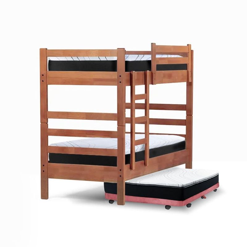 LATAM HOME - Camarote Triple Zen Palo Rosa + Colchones Pro 1 Pza Desmontable Madera