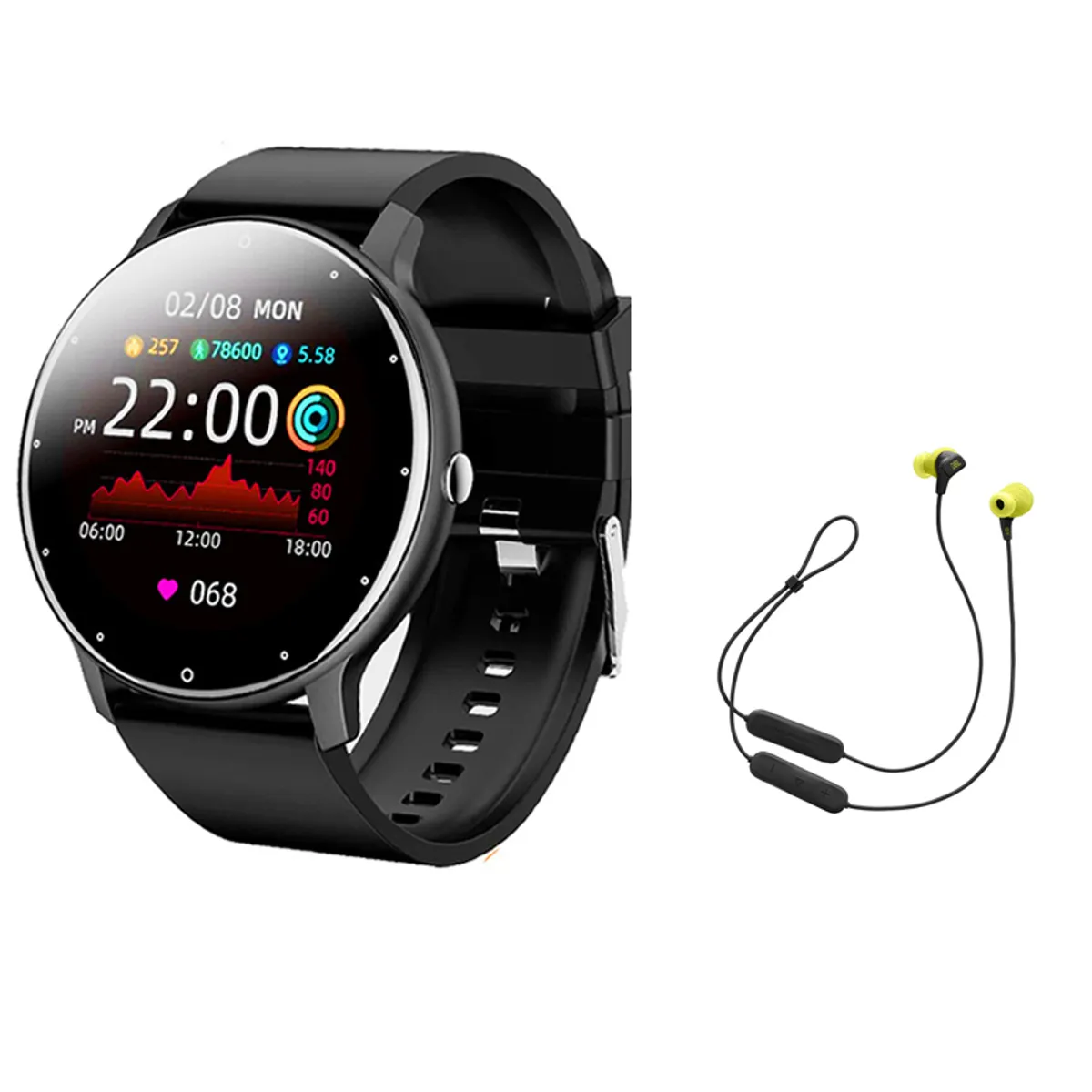 JBL - Audífonos Bluetooth JBL RUN 3 BT Negro y Toumi Fit 2 Reloj inteligente