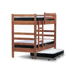 LATAM HOME - Camarote Triple Zen Gris + Colchones Top Spring Visco 1 Pza Desmontable Madera