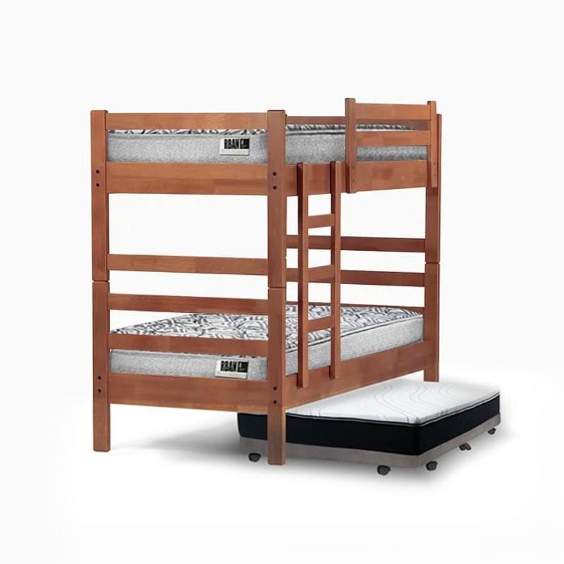 LATAM HOME - Camarote Triple Zen Gris + Colchones Urban 1 Pza Desmontable Madera