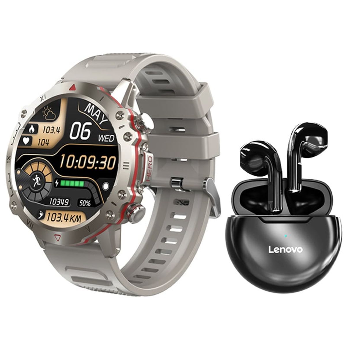 LENOVO - Lenovo HT38 TWS Audifonos BT y Toumi Watch GT-D-G Reloj inteligente