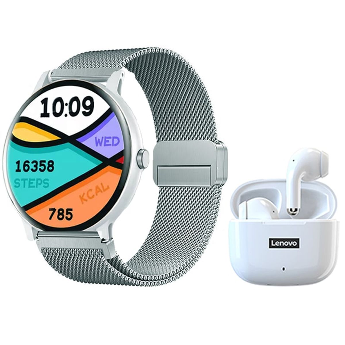 LENOVO - Audífonos Lenovo LP40 Pro CO  Bluetooth y Fit Pro-W Reloj inteligente