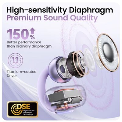 Imagen 2 del producto Audifonos AirFree TWS BT 54 batería de 24H duración-Morado