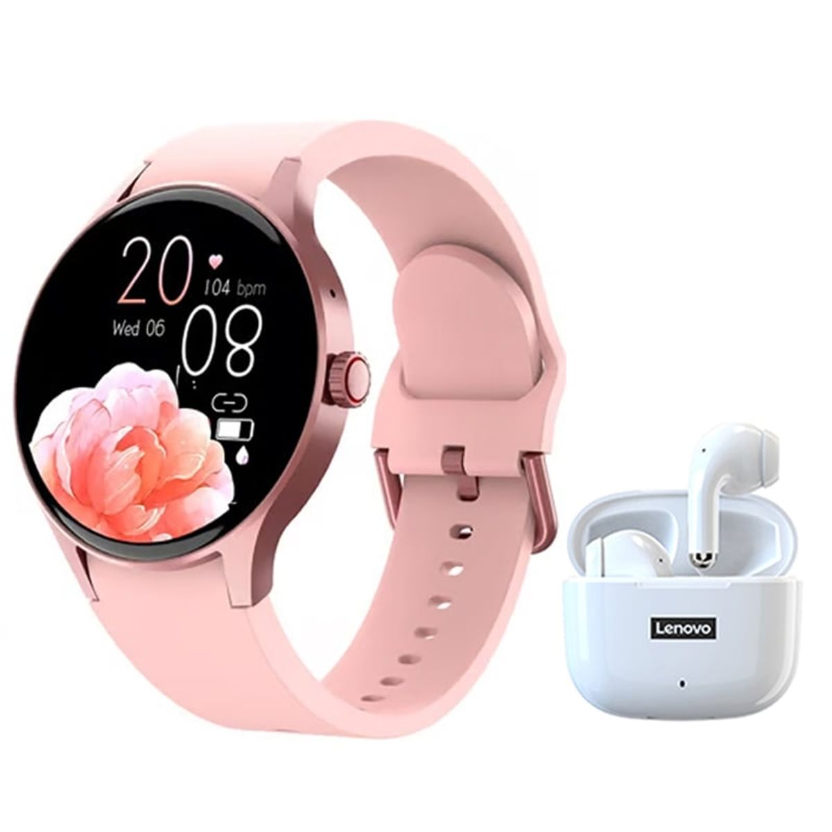 LENOVO - Audífonos Bluetooth Lenovo LP40 PRO-Blanco y Reloj Inteligente Y80-P