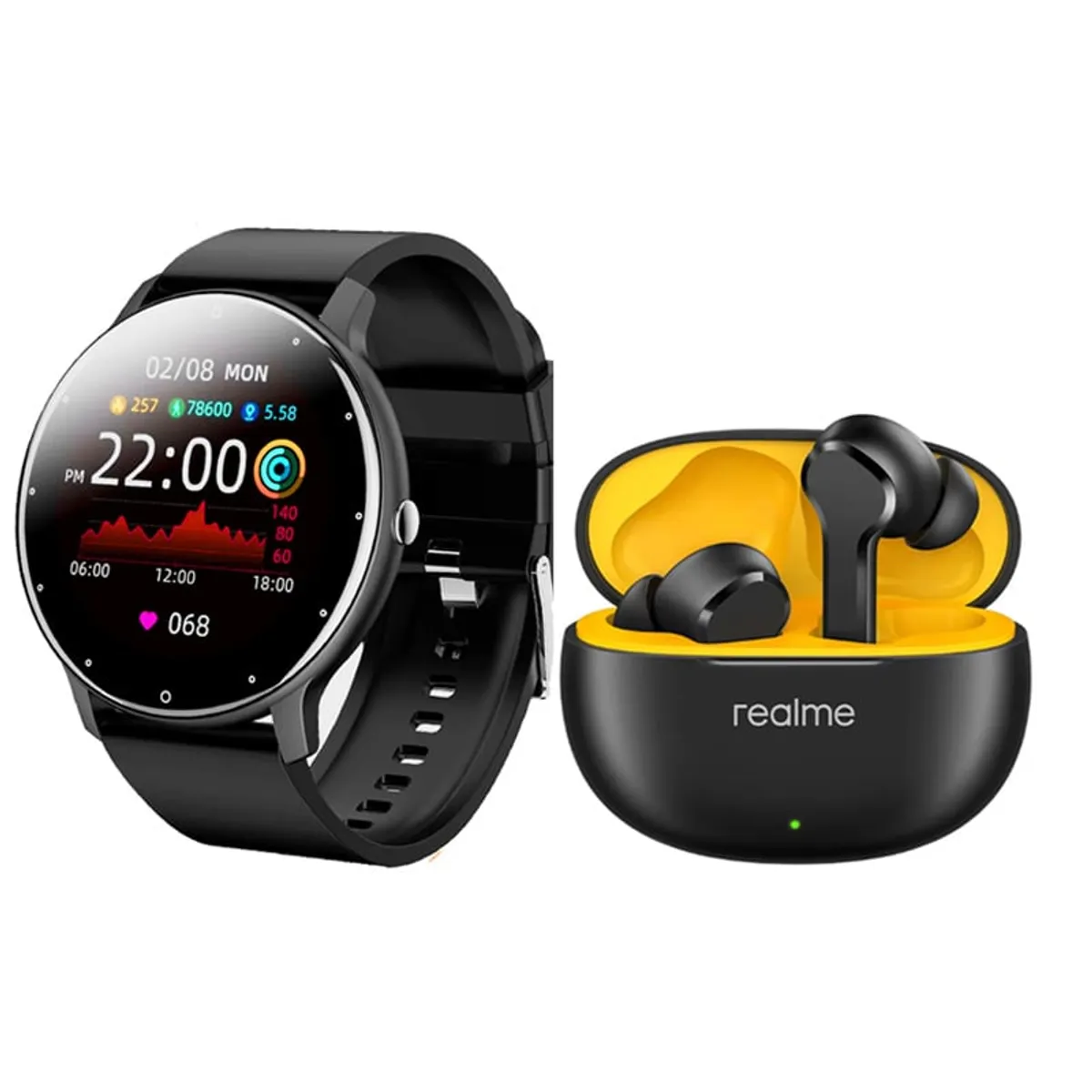 REALME - Audífonos Realme T100 Tws -Negro y Toumi Fit 2 watch Reloj inteligente