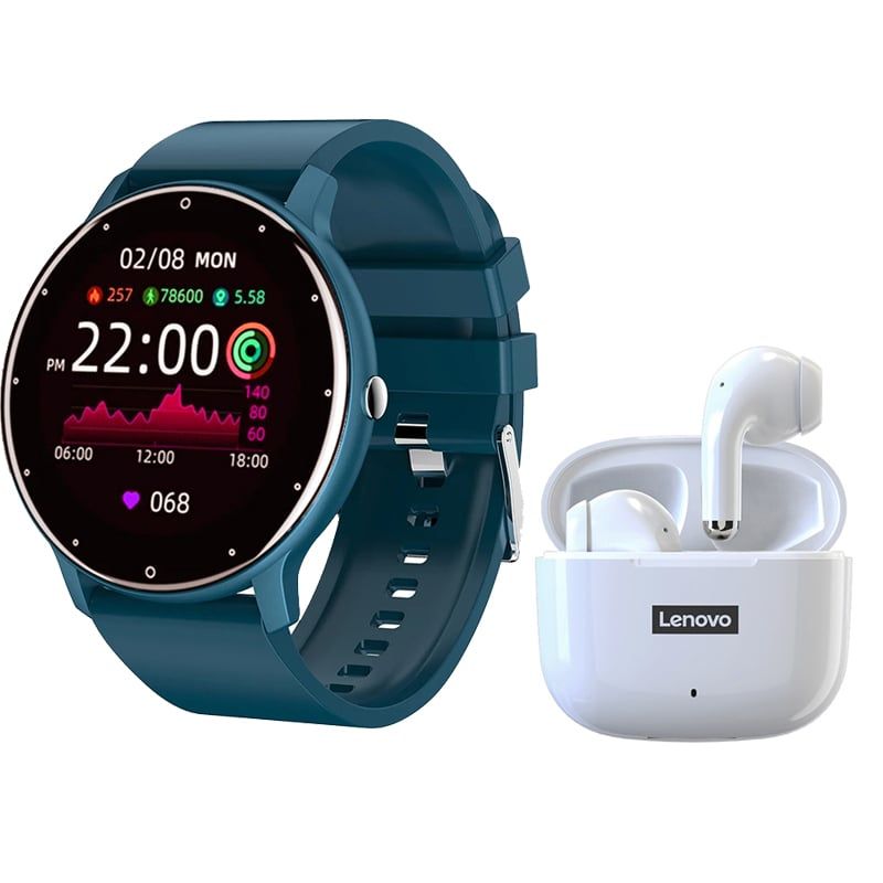 LENOVO - Audífonos Lenovo LP40 Pro-Blanco y Toumi Fit 2-BU Reloj inteligente