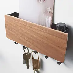 PUREPOWER - Soporte para llaves montado en la pared sin perforaciones-Color Nogal
