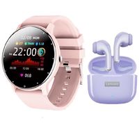 Audífonos lp40 pro de tws-Purple y toumi fit 2 watch-Rosa