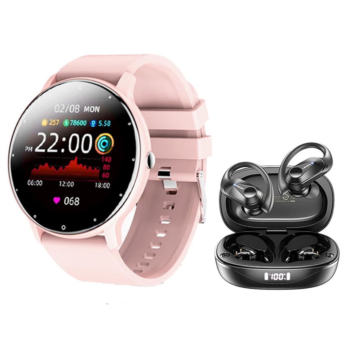 LENOVO - Lenovo LP75 De Audífonos tws-Rose y Toumi Fit 2-P Reloj inteligente