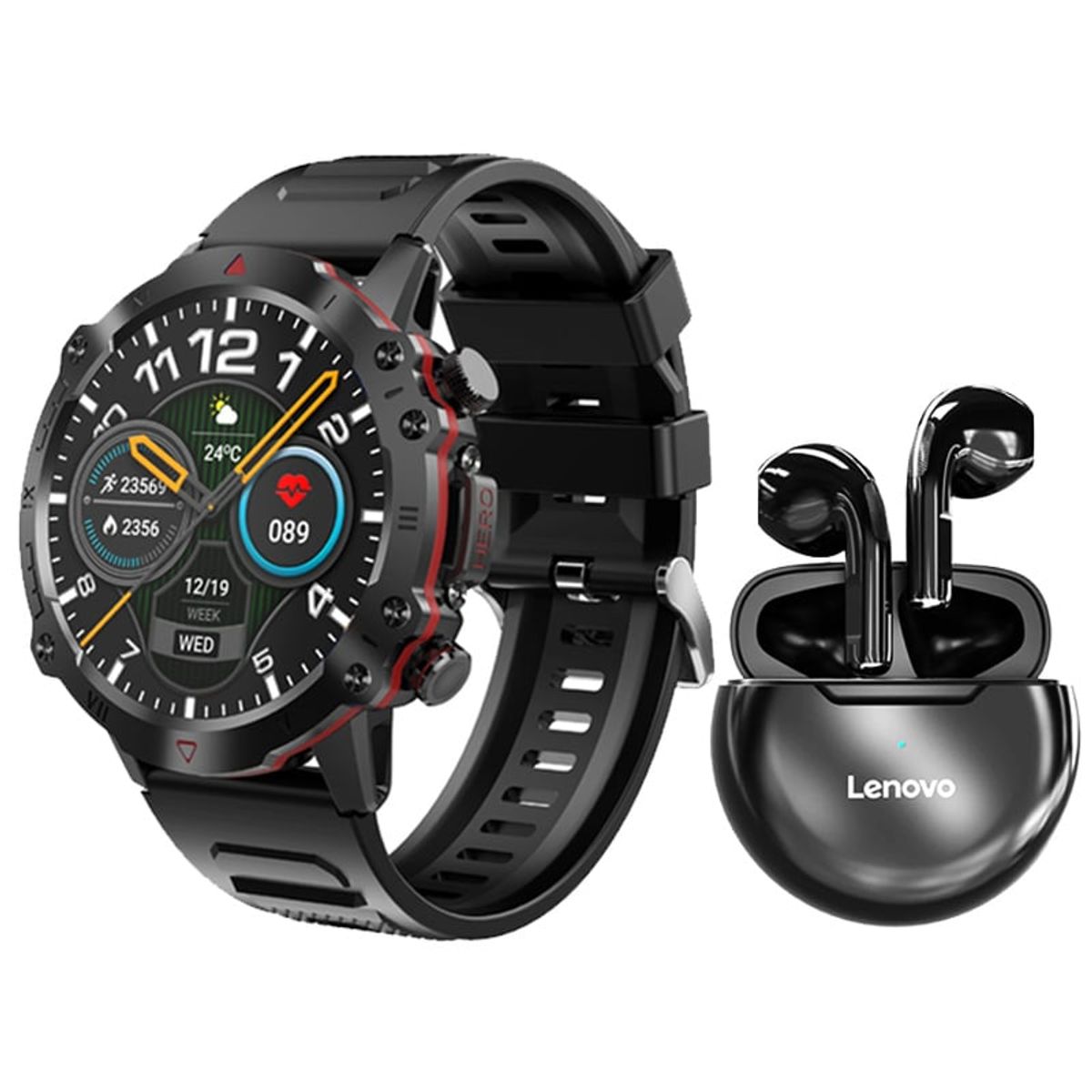 LENOVO - Lenovo HT38 TWS Audifonos BT y Toumi Watch GT-D-B Reloj inteligente