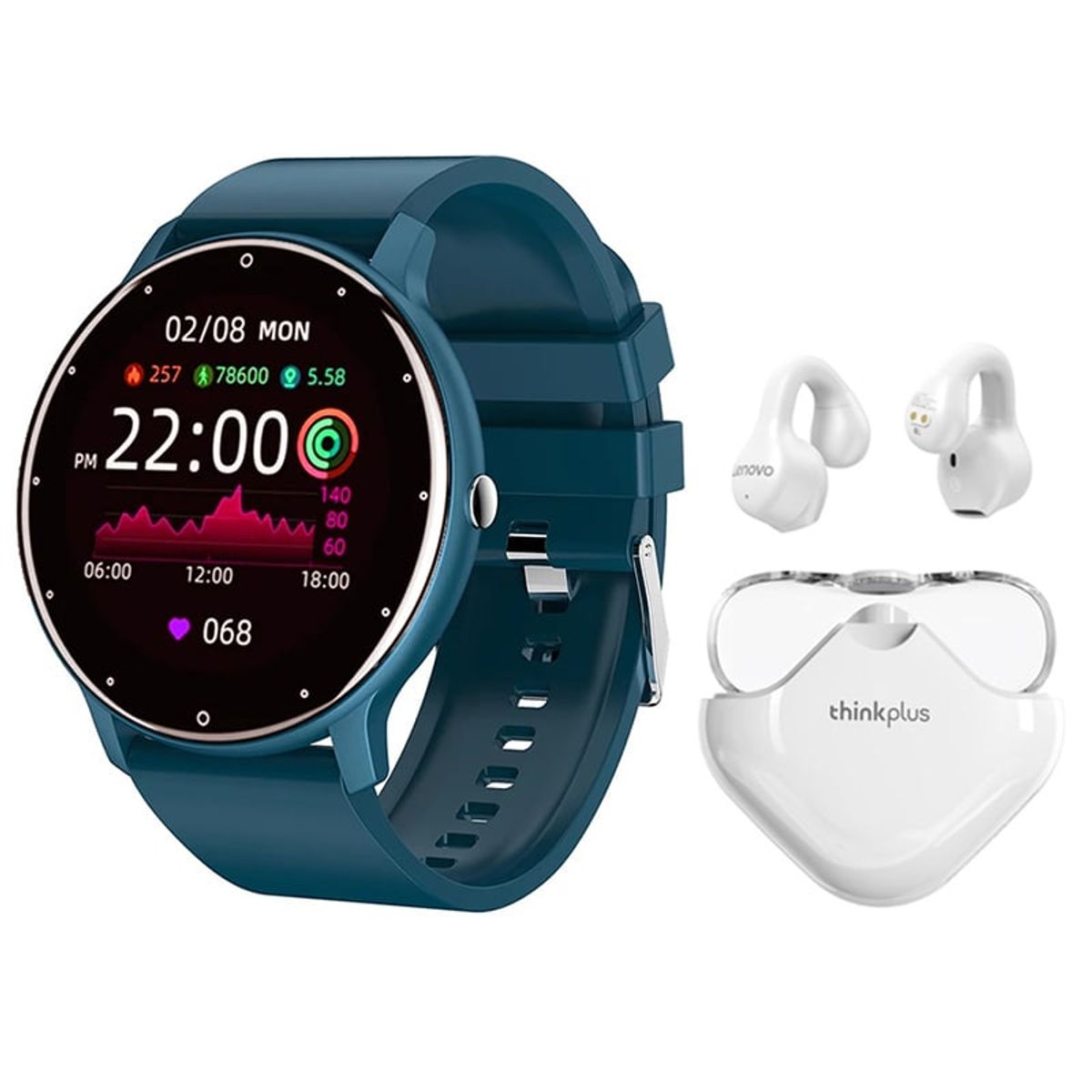 LENOVO - Audífonos Lenovo XT61-Blanco y Toumi Fit 2-B watch Reloj inteligente