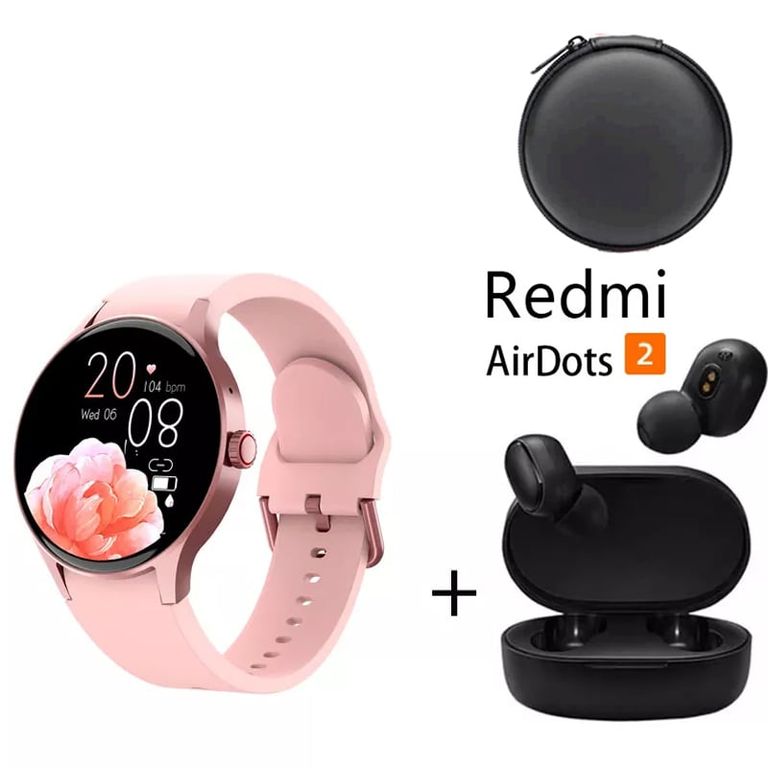 Smartwatch Y80-P y Audifonos Redmi AirDots 2 y Estuche