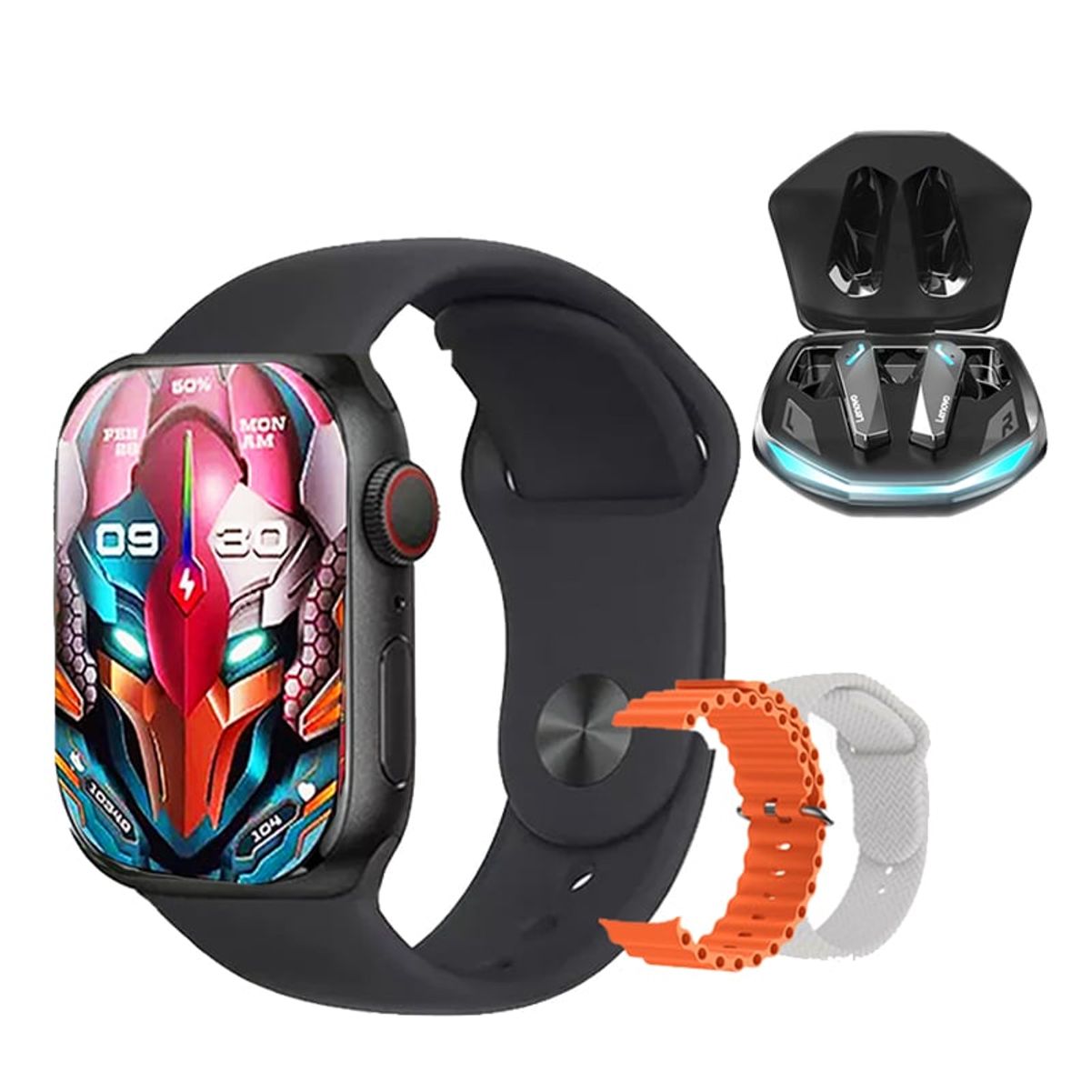 LENOVO - Audífonos Lenovo GM2 PRO Negro y Toumi watch N9 Max-B Reloj inteligente