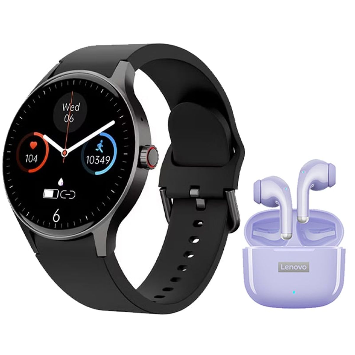 LENOVO - Audífonos Bluetooth Lenovo LP40 PRO-Morado y Reloj Inteligente Y80-B