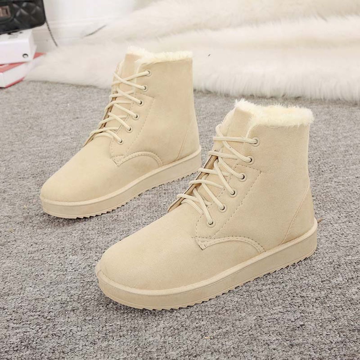 SHANDIAN - Bota temica chiporro mujer zapatos Beige