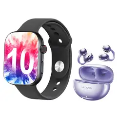 LENOVO - Audífonos TA140-Morado Bluetooth y S10 B Reloj inteligente