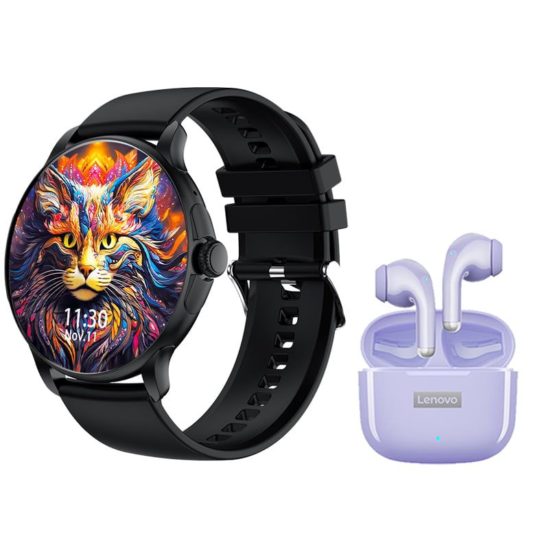 LENOVO - Toumi Watch GT-H9-B Amoled y Lenovo LP40 Pro-Morado De Audífonos tws