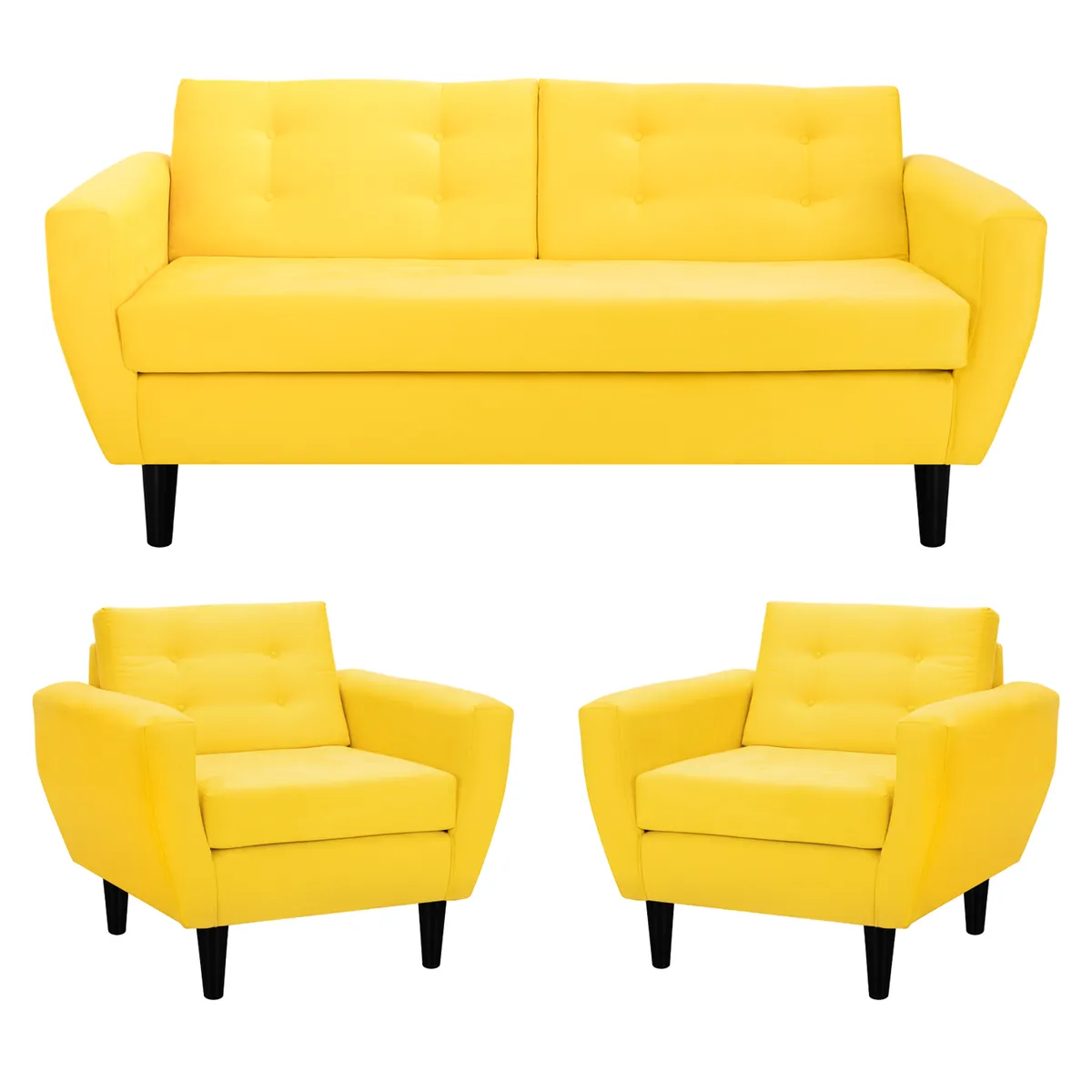 BODEVIR - Sofa Bote 3C+1+1 Felpa 00 Amarillo