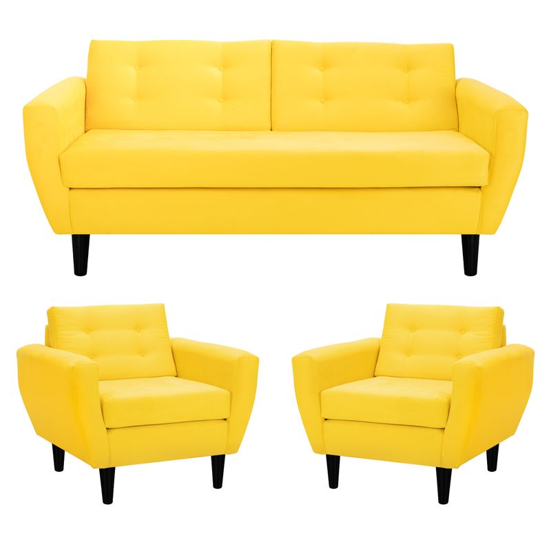 BODEVIR - Sofa Bote 3C+1+1 Felpa 00 Amarillo