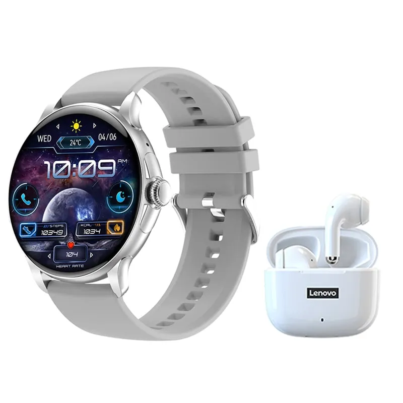 LENOVO - Toumi Watch GT-H9-W Amoled y Lenovo LP40 Pro-Blanco De Audífonos tws